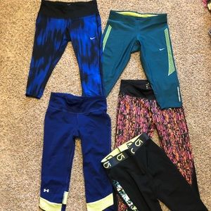 5 pair EUC Capri leggings S Nike Gap UA